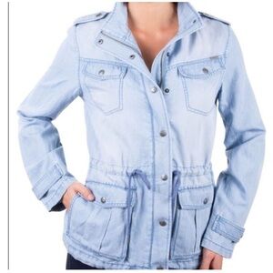 Max Jeans Cloud Wash Utility Jacket Jeans Long sleeves Size XS Cotton Linen